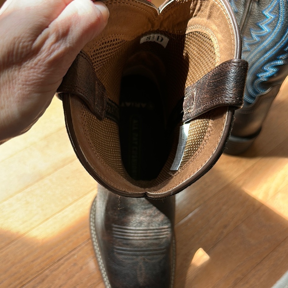 Ariat Brown and Blue Western Cowboy Boots cowboy arena leather boots 8.5 - Picture 11 of 12